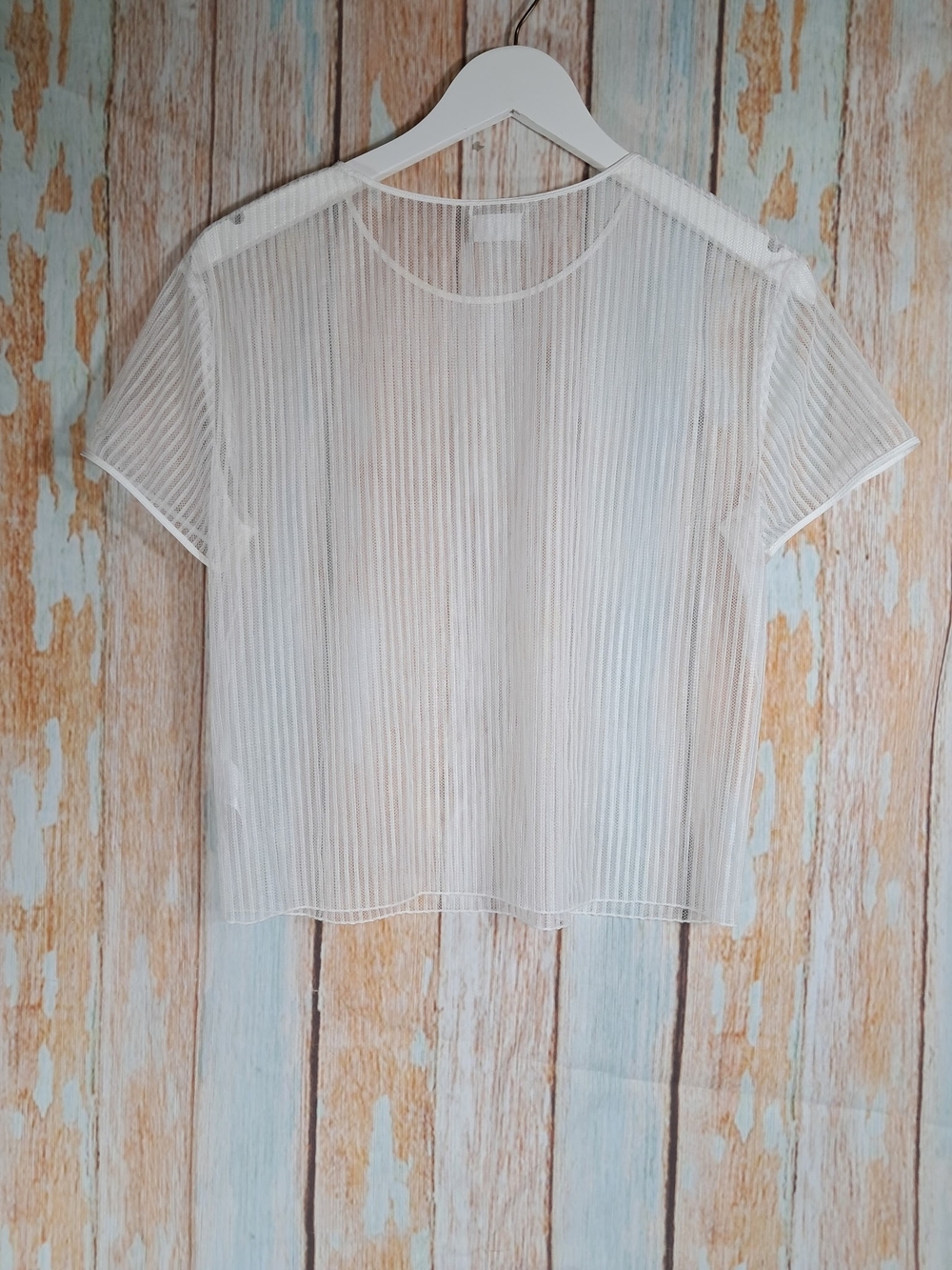 Babaton White Sheer Ribbed Short-Sleeve Tee Size XS